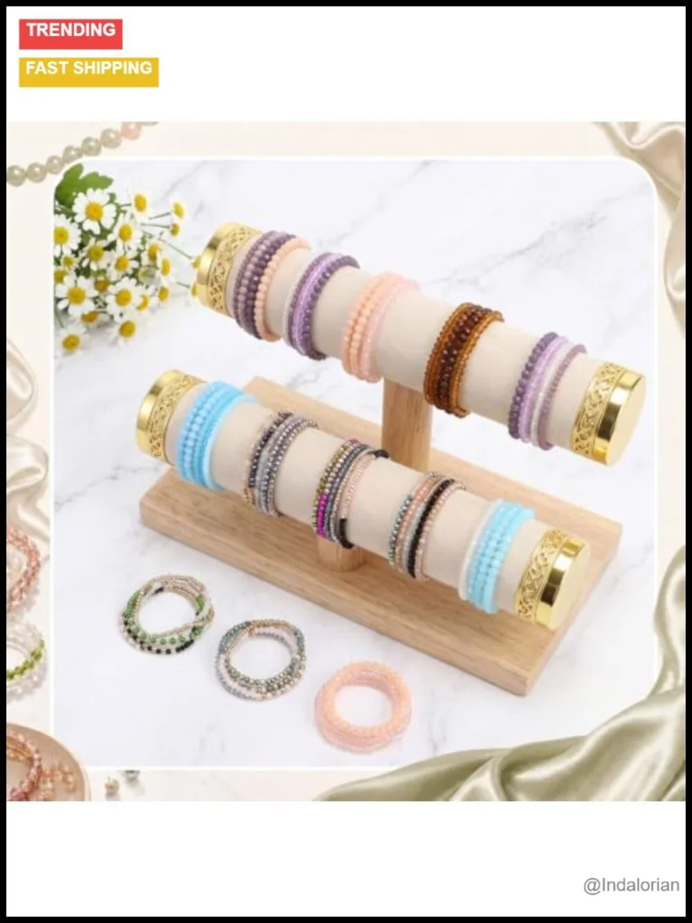 Boho Beaded Stretch Bracelets Set Stackable Crystal Beads